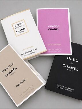 CHANEL Fragrance Sample Set 4pc Coco Mademoiselle Chance Bleu Gabrielle Essence